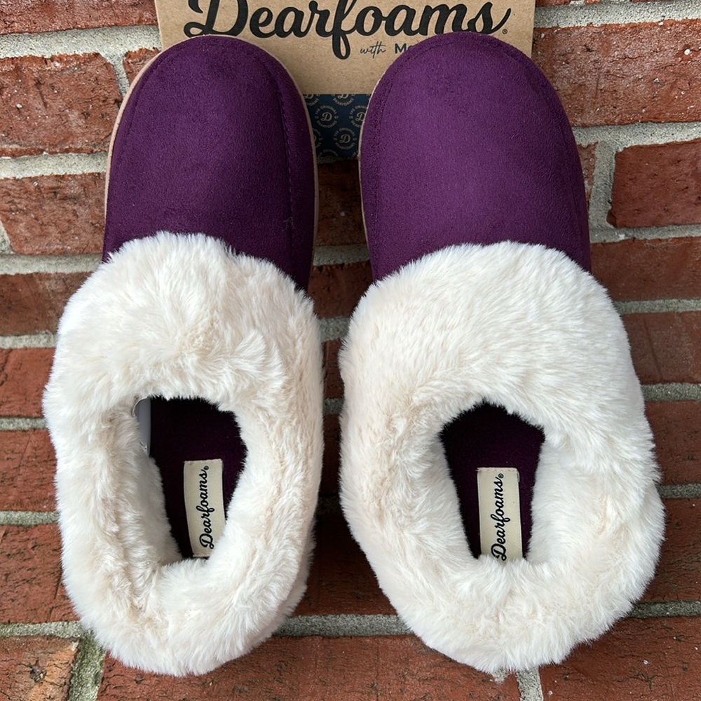 DEAFOAMS Purple/Cream Trim Memory Foam Ladies Slippers